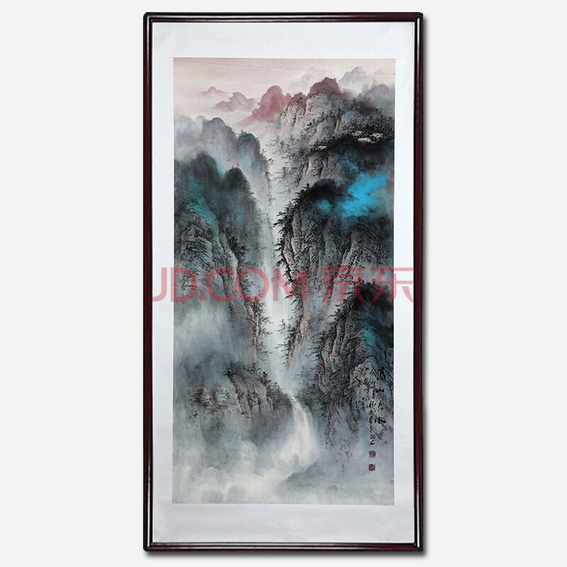 李锡冬 江苏美术家协会会员 四尺竖幅泼彩高山流水