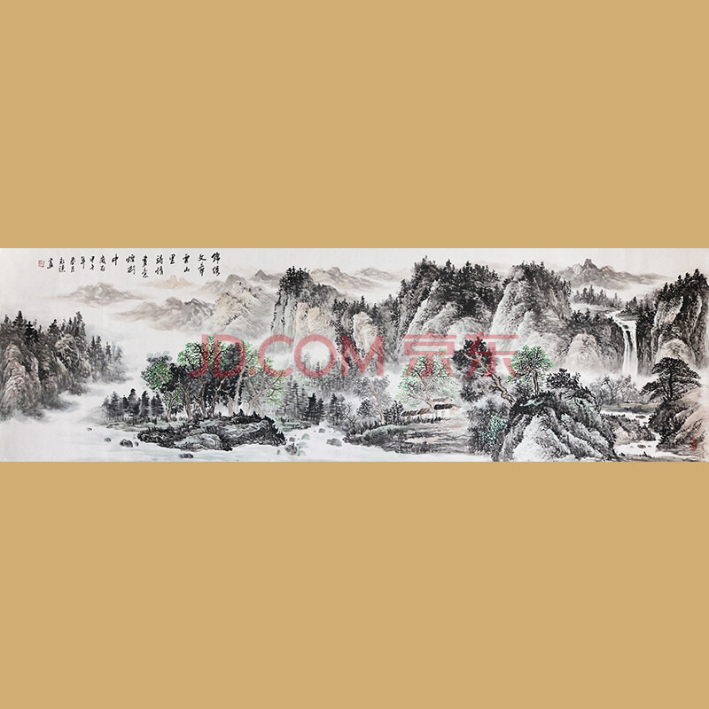 山东美术家协会创作室主任 高永谦先生作品70*240cm——锦绣文章云山