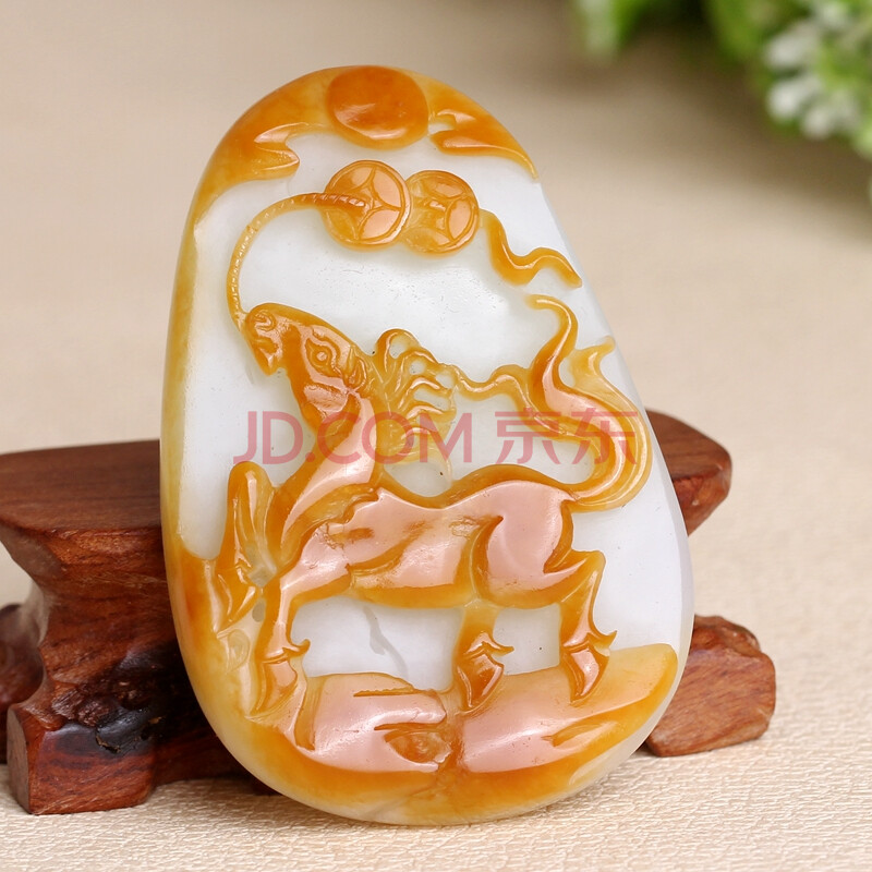 海派玉雕大师崔哲豪作品和田玉羊脂玉马挂件83.29克【玉遇缘】