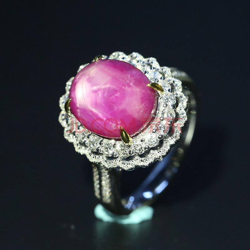 87ct斯里兰卡无烧红宝石戒指18k金镶嵌钻石