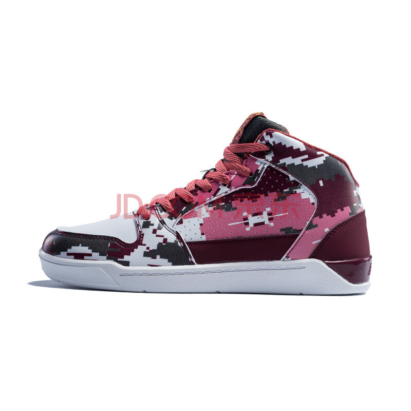 361女鞋休闲鞋 2016新款 中帮时尚迷彩滑板鞋 581546611 白/深红 36