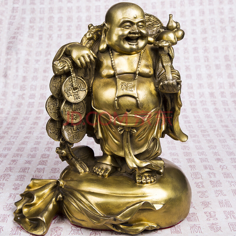 【宗教文化】二祖禅堂佛法加持 黄金袋弥勒笑佛2496g