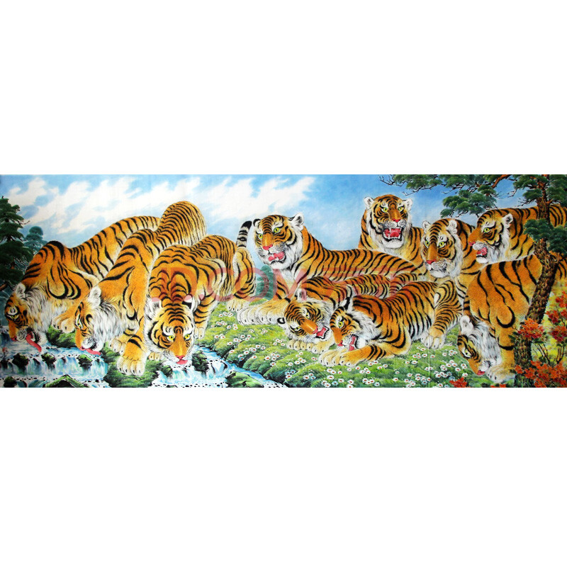 朝鲜画家郑吉《虎》2.3米超大尺幅