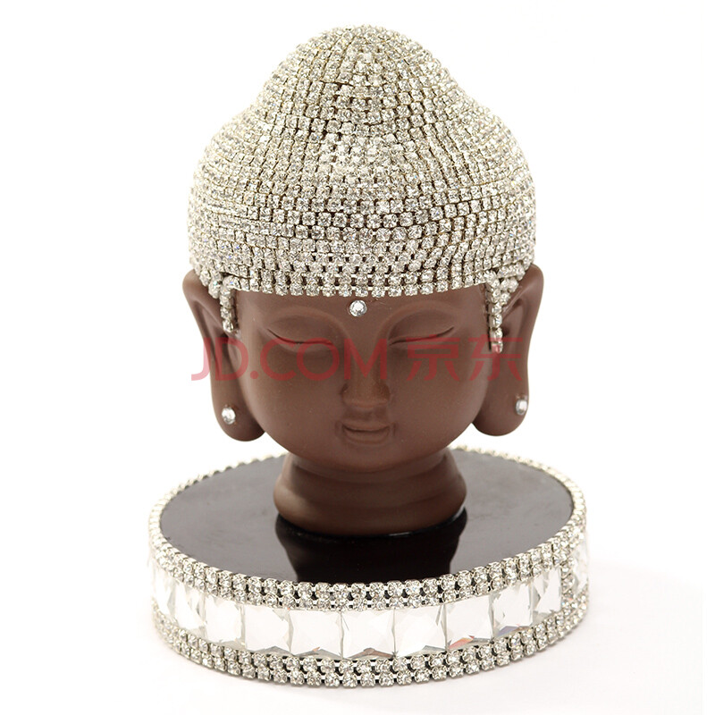 君昶 汽车镶钻莲花佛头摆件 车用香水座 保平安佛头车饰 汽车香水座