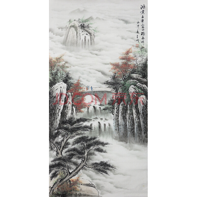 活画大师 吴增《鸿业百年富 一桥南岸红》夜现财神 h899