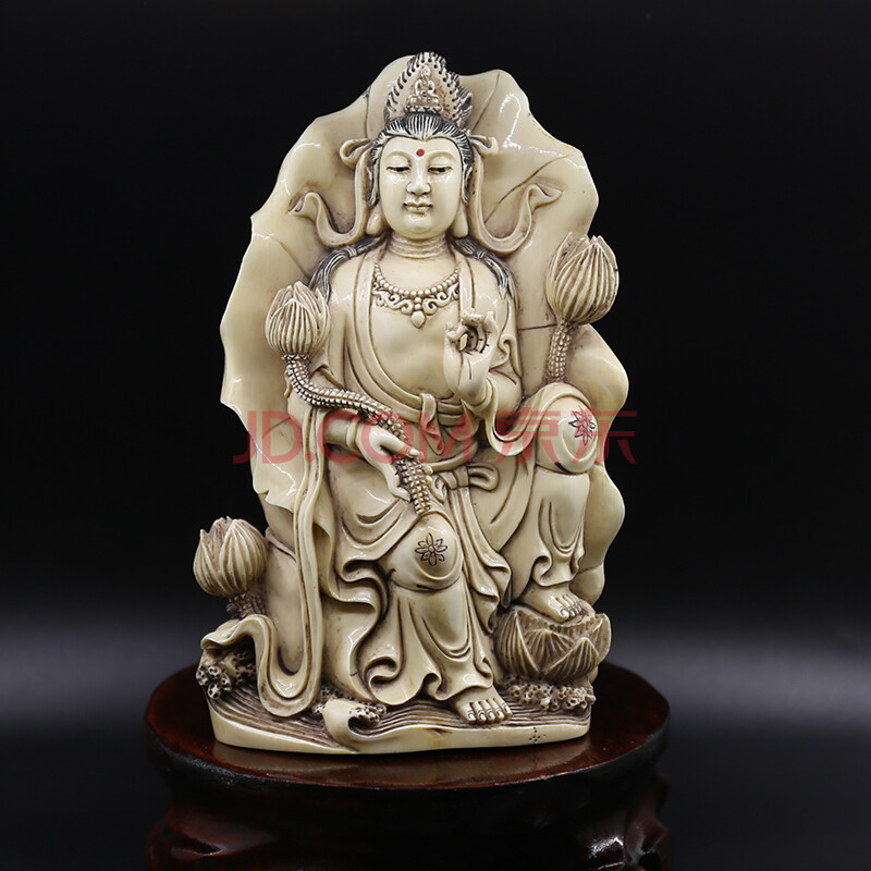 猛犸象牙 持莲观音摆件 重345g