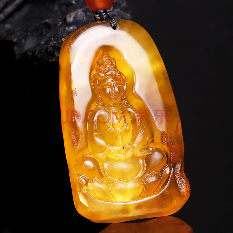 61g高品质鸡油黄蜜蜡 观音菩萨 特有古韵石窟雕刻工艺满皮原石吊坠