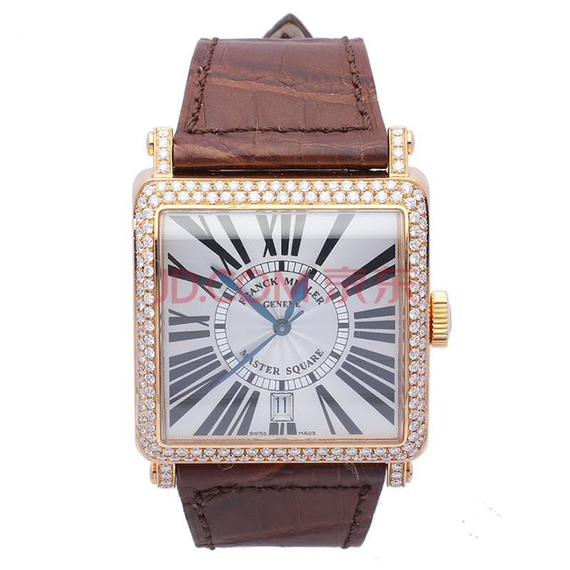 95法兰克穆勒6000hscdt自动机械玫瑰金18k后镶钻密底针扣鳄鱼皮男表