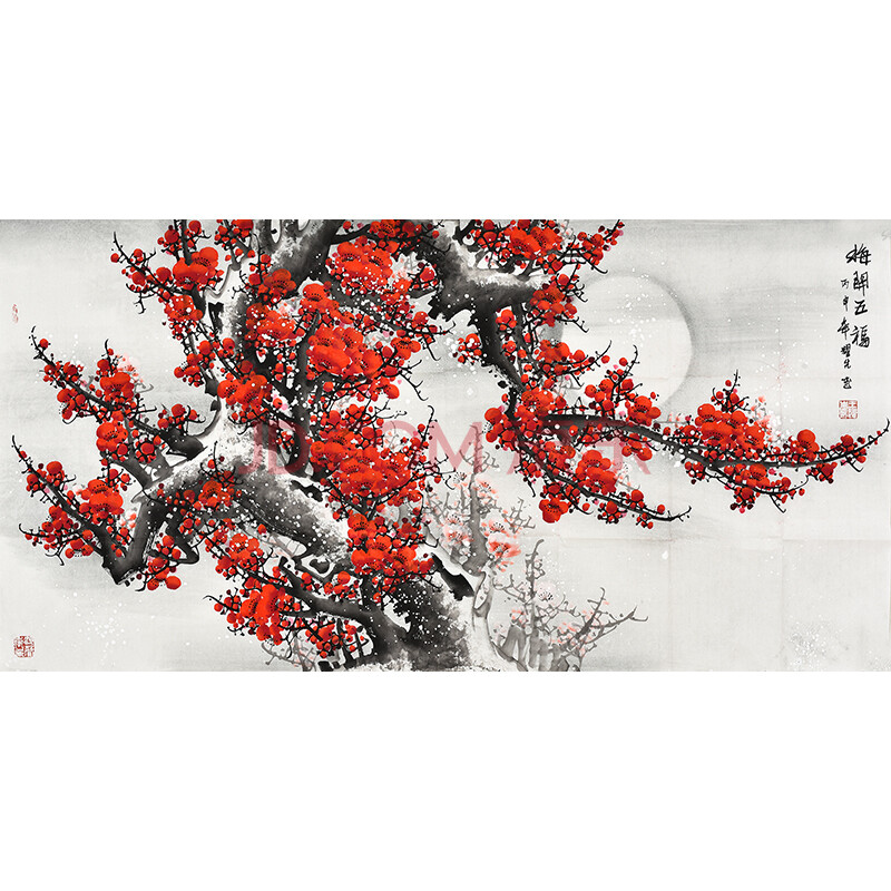 国家一级美术师王耀先《梅开五福》