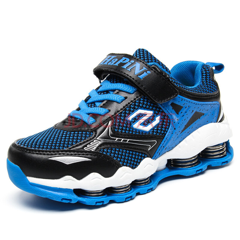 儿童弹簧鞋运动鞋减震男女童鞋透气弹力耐磨防滑夏季镂空鞋 601宝兰黑