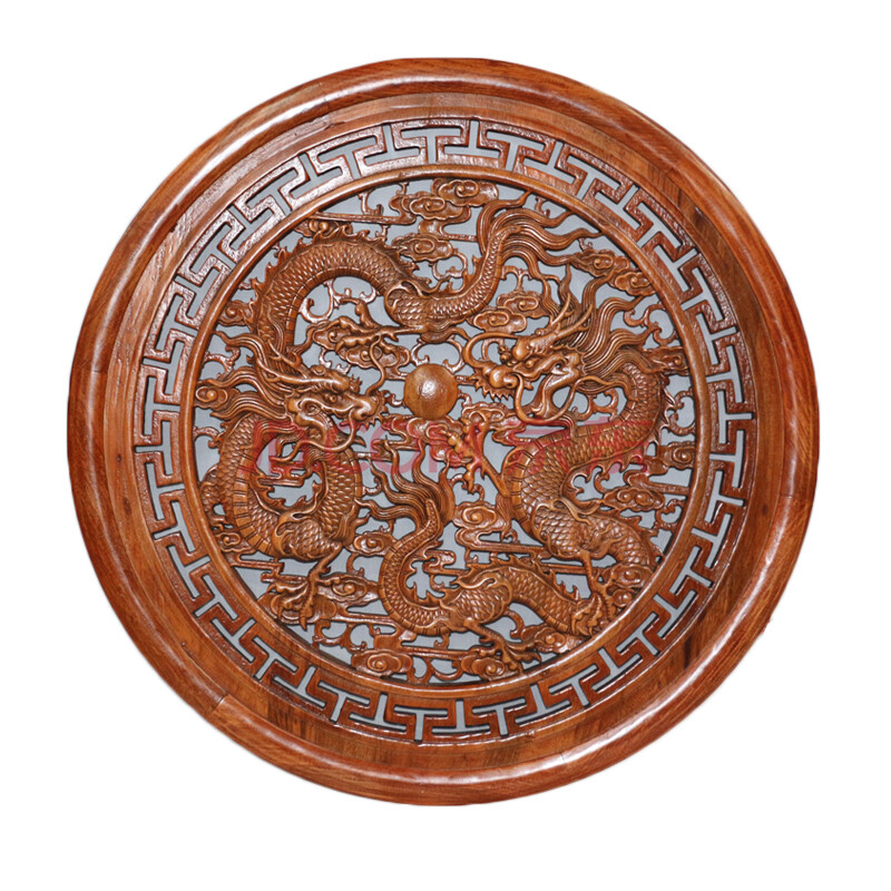 东阳木雕 香樟木圆形挂件工艺品 乔迁搬家礼品 客厅家居装饰复古雕刻