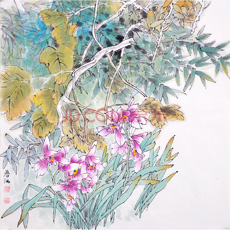 清华大学美术学院李春江花鸟画作品《春韵》