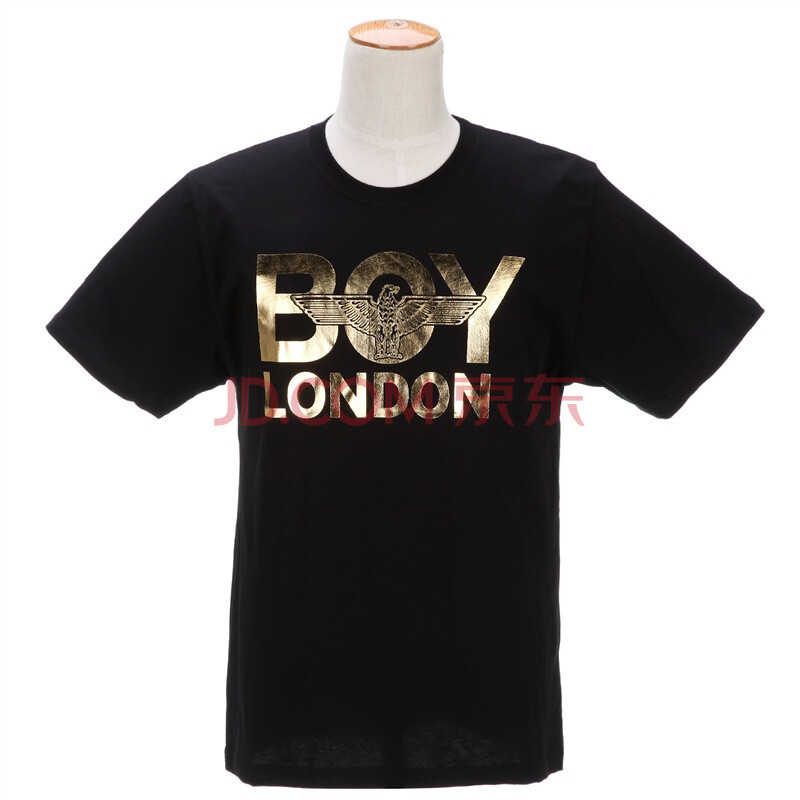 boy london(伦敦 男孩 男士黑色烫金图案logo短袖t恤 kfg1011 blk xl