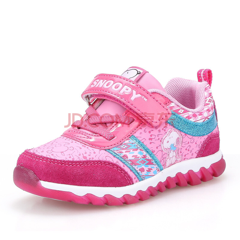 史努比童鞋女童2016春季儿童运动鞋休闲鞋女童鞋女大童跑步鞋 粉红 32