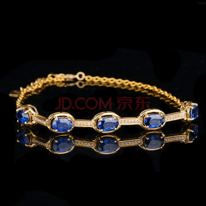 95克拉蓝宝石手链 18k金镶42颗配钻 89ba400