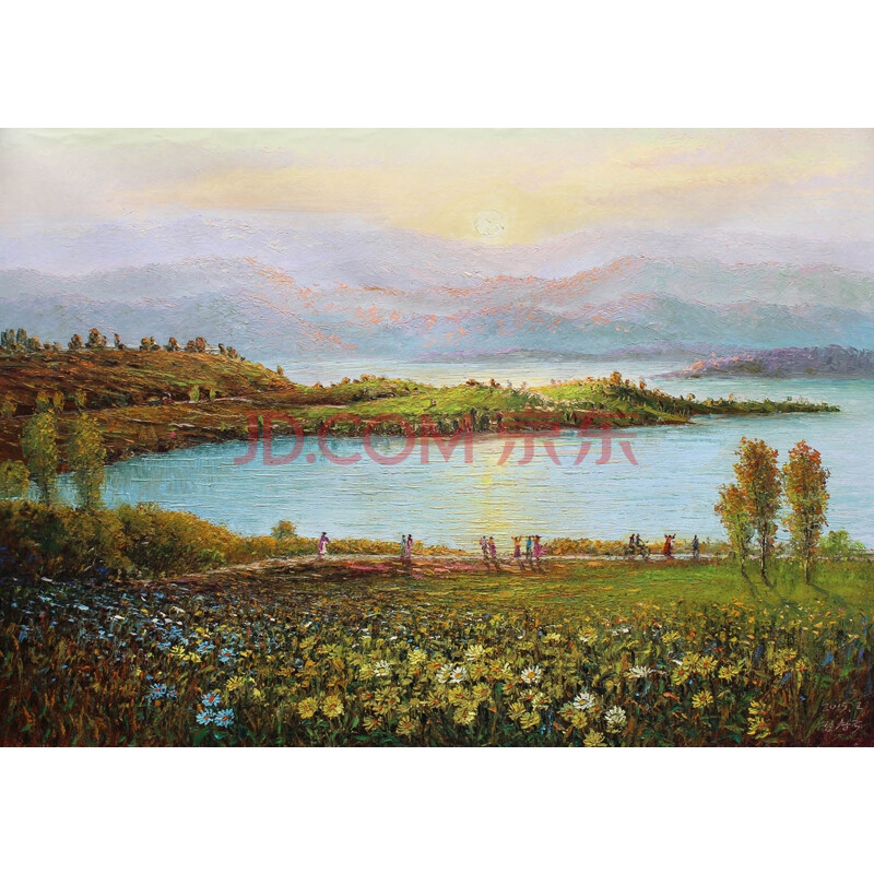 金昌国 《湖边》 朝鲜油画 【白头山出品】