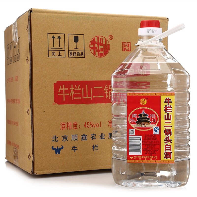 【牛栏山白酒】牛栏山 桶装二锅头 45度 4900ml*4桶 整箱装【行情