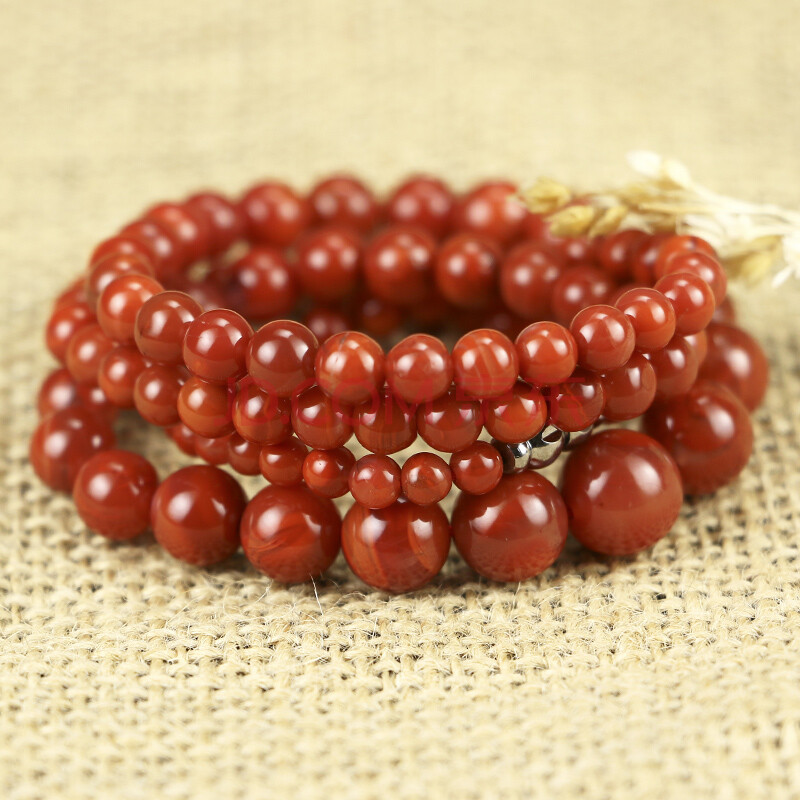 柿子红南红玛瑙塔式圆珠项链 27克 【玖品缘】