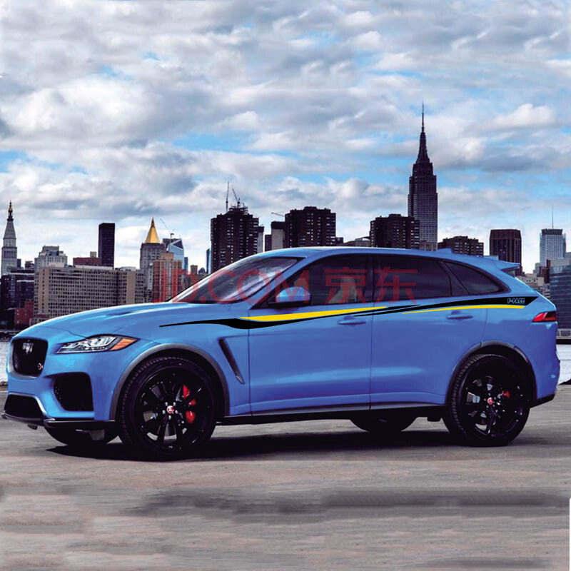 泰瑶 捷豹 f-pace jaguar改装汽车贴纸拉花划痕贴 运动车门车贴 蓝色