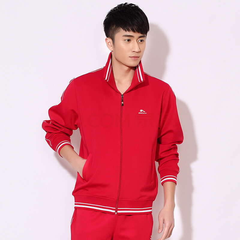 晨练服团体服红色运动服套装春秋女男大码中老年运动服 男款红色 xxxl