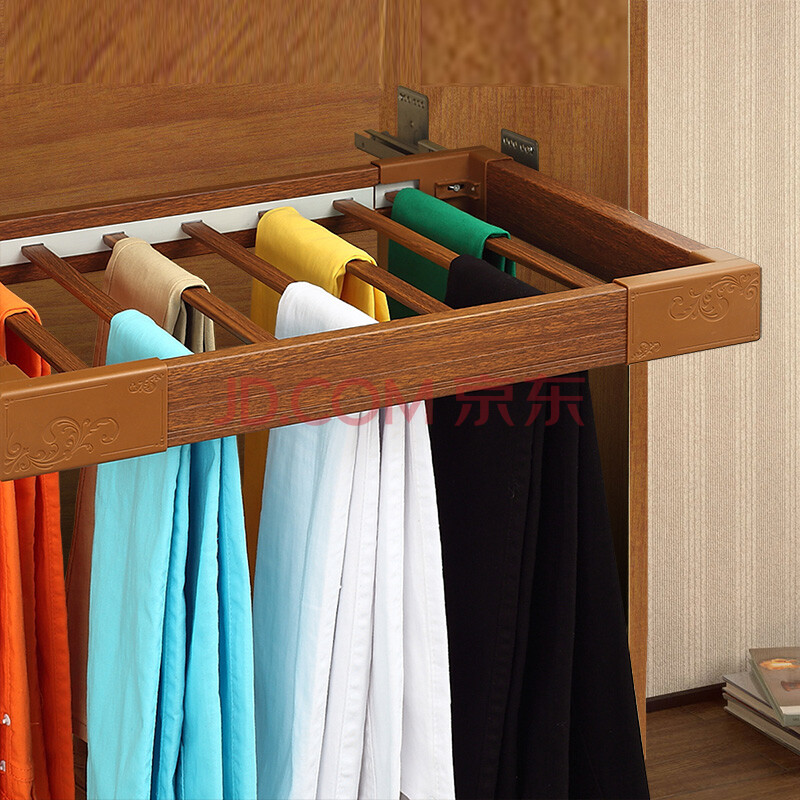 弗里特裤架伸缩衣柜衣帽间推拉西裤架裤挂 阻尼抽架裤抽五金配件 黄