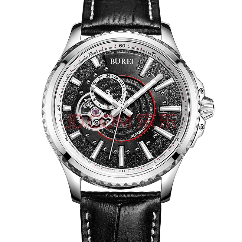 宝梭(burei)男士运动机械表全自动镂空机械手表独立小秒时尚防水男