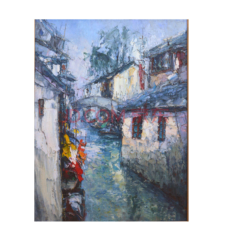 布面油画 王宽 《江南水乡》