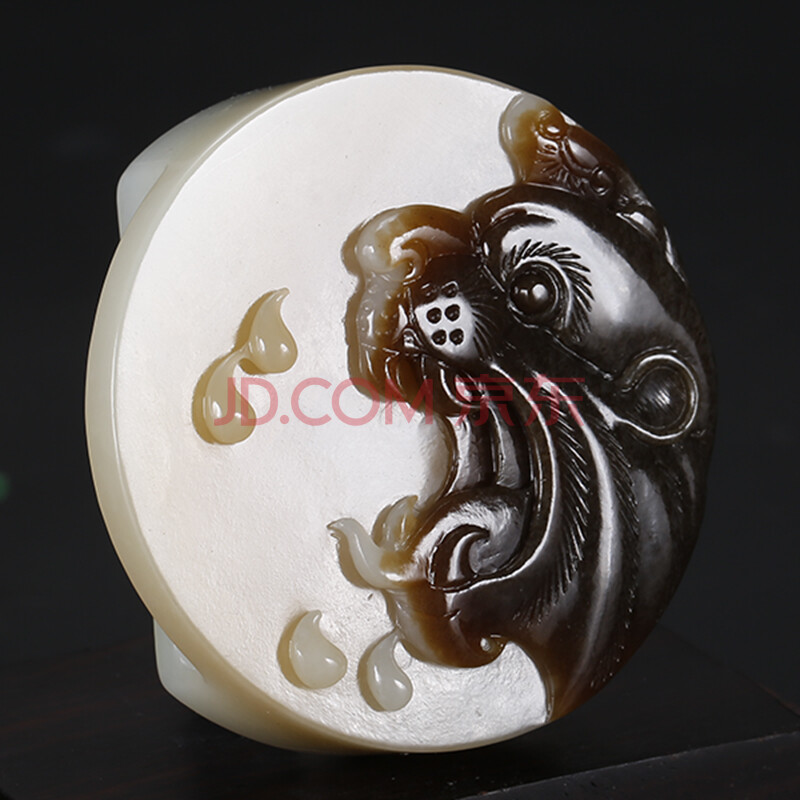 和田玉糖白玉将门虎子配饰87.72克 (皮带扣)【帝玖珠宝玉器】