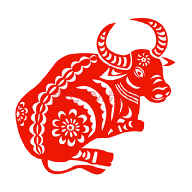 剪纸12生肖牛窗花动物剪纸玻璃贴纸喜字窗花剪纸不干胶防水贴 如意牛