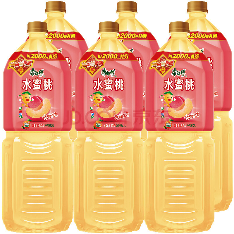 康师傅 康果水蜜桃 2l*6瓶 整箱