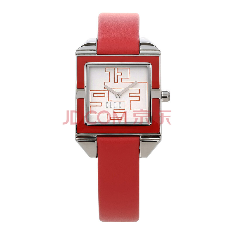 elle法国elle手表时尚镶钻方形女表女士手表 红色el20095s02c