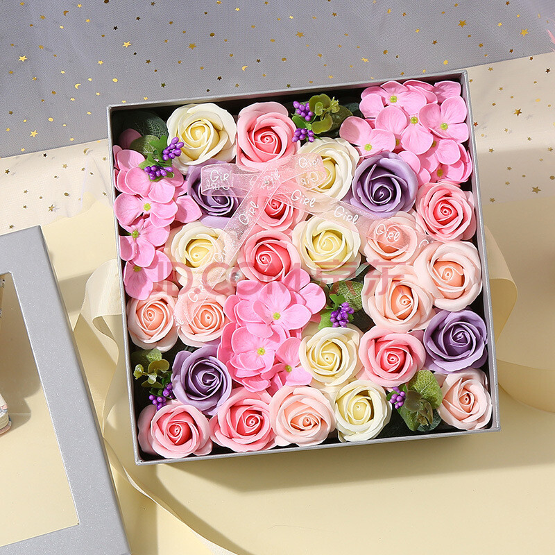 母亲节礼物520情人节肥皂花香皂花仿真浪漫礼物送女朋友表白礼盒 粉色