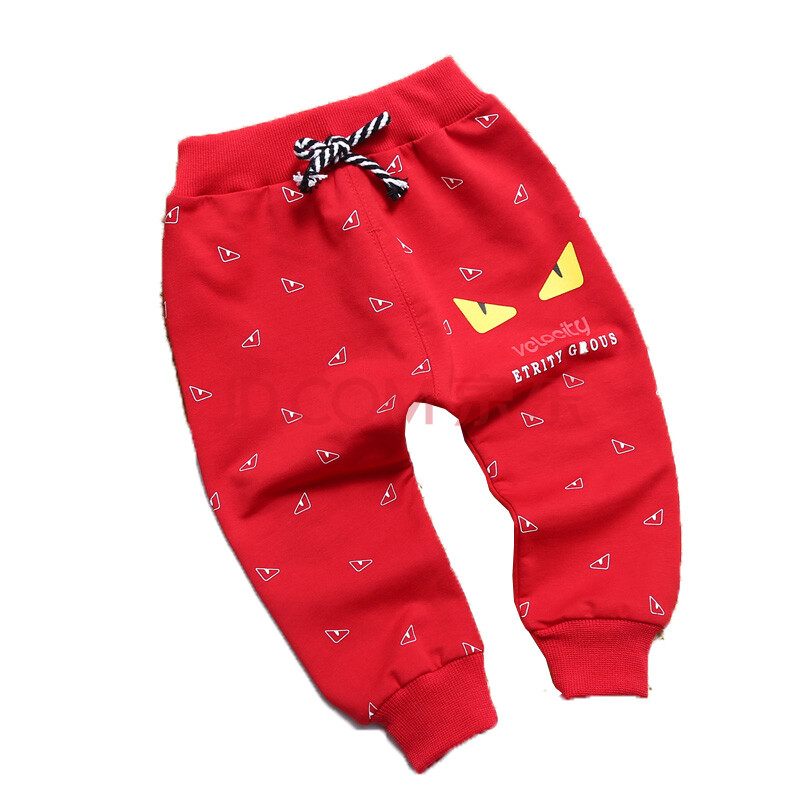 儿童长裤春秋装新款韩版潮女童休闲裤宝宝裤子 16-310卡通印花裤红色