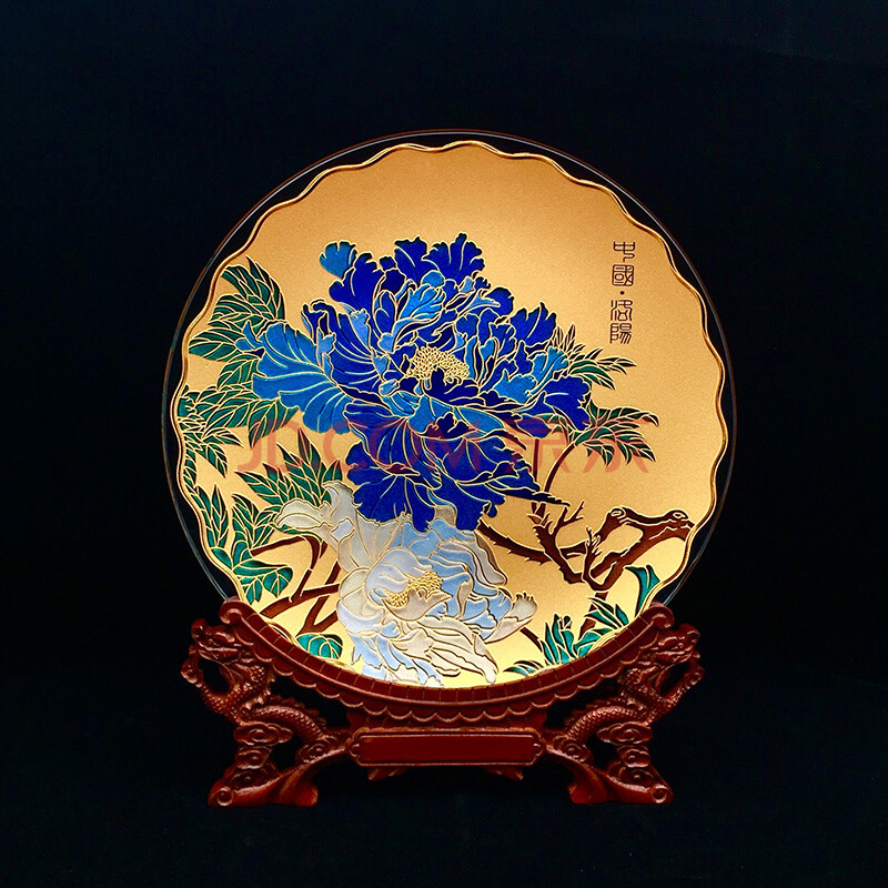 中国洛阳牡丹 雅琅晶 掐丝玻璃彩雕 收藏送礼佳品