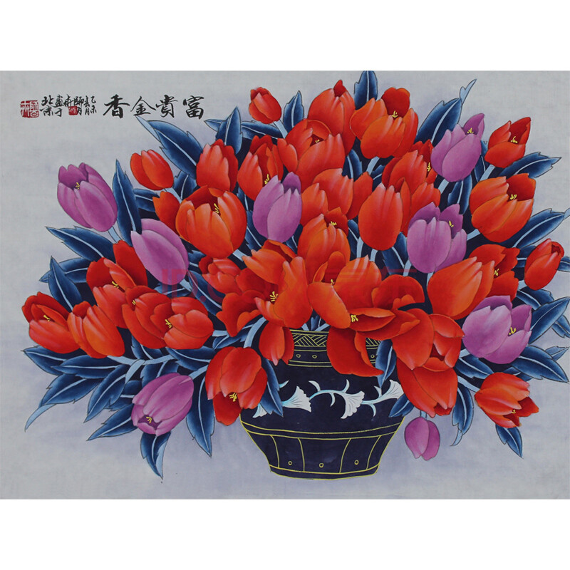 国宾礼画家 国家一级美术师 师百卉《富贵金香》