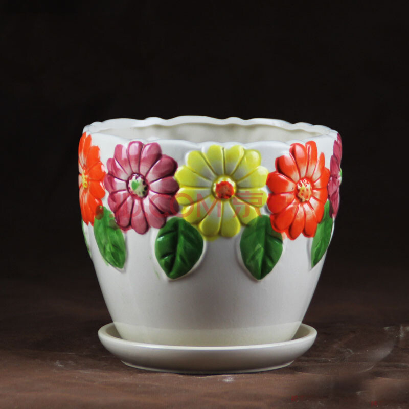 春天来了 园艺用品大陶瓷花盆 壶型陶瓷花盆款式新颖三种规格供你选择