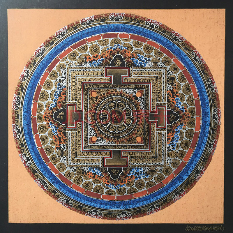 尼泊尔唐卡画师saila lama作品彩绘描金坛城唐卡(编号266)