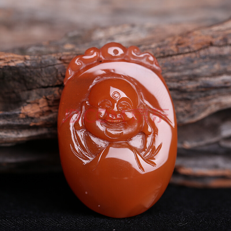南红玛瑙 弥勒佛吊坠 重15.28克 晶非玺比
