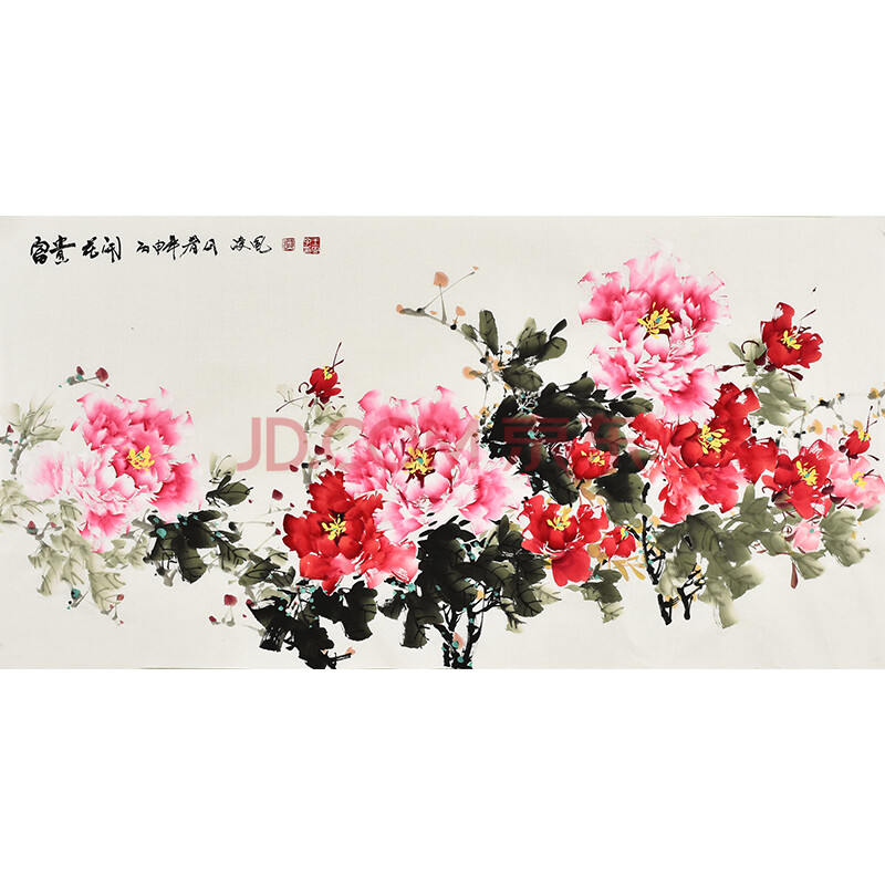 当代牡丹画名家王凌风作品《富贵花开》