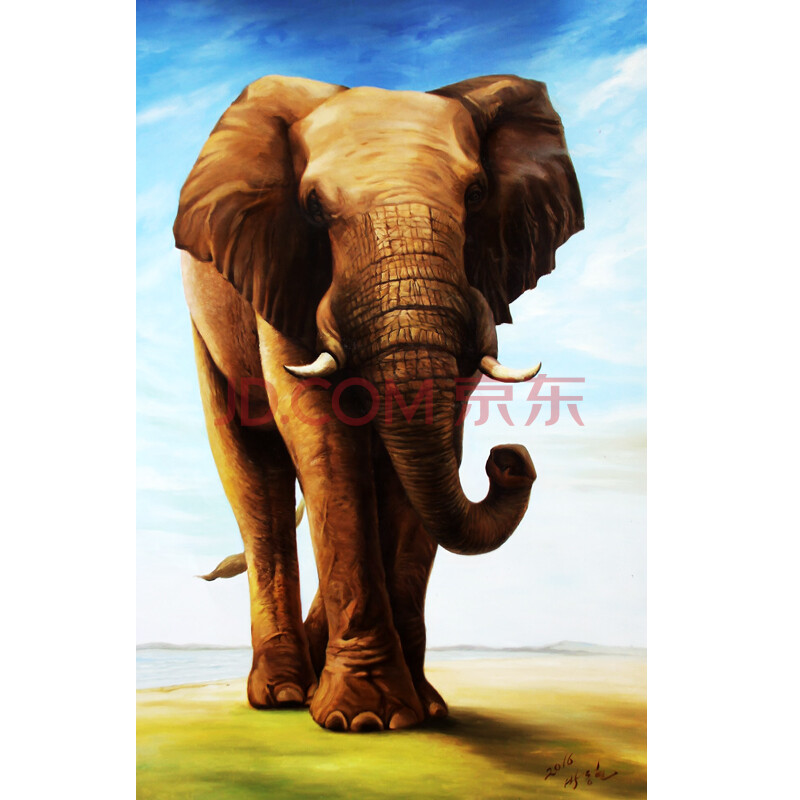 朝鲜画家朴东贤《大象》水墨画