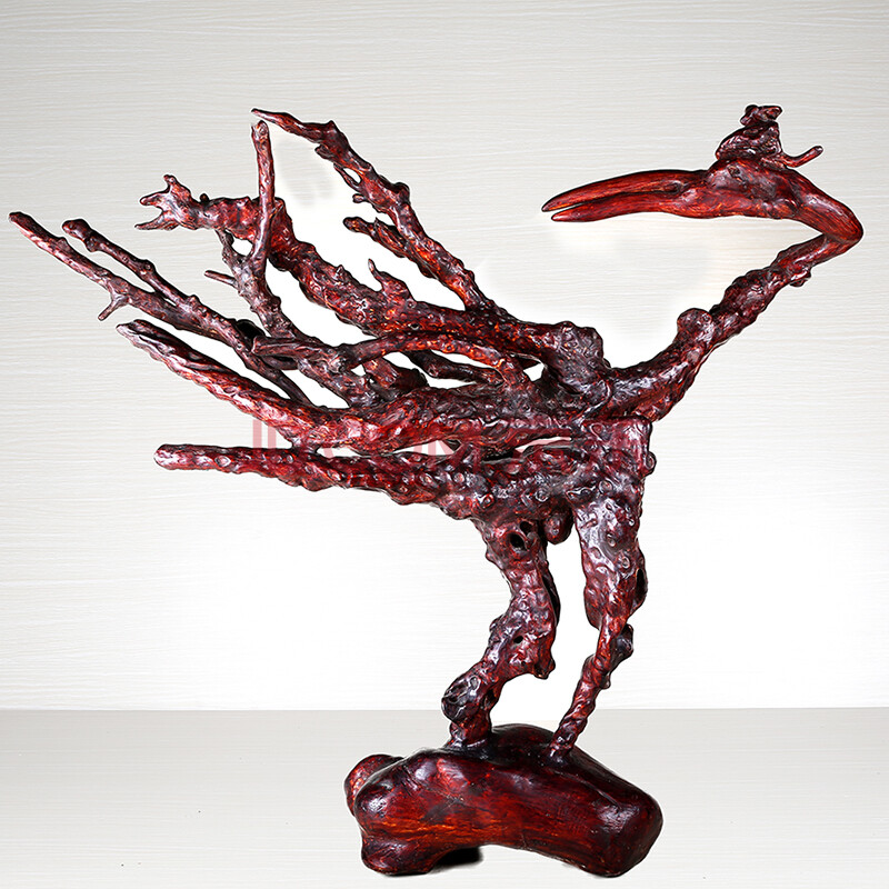 瑞耀根雕艺术 纯手工杜鹃根雕摆件 金凤回首