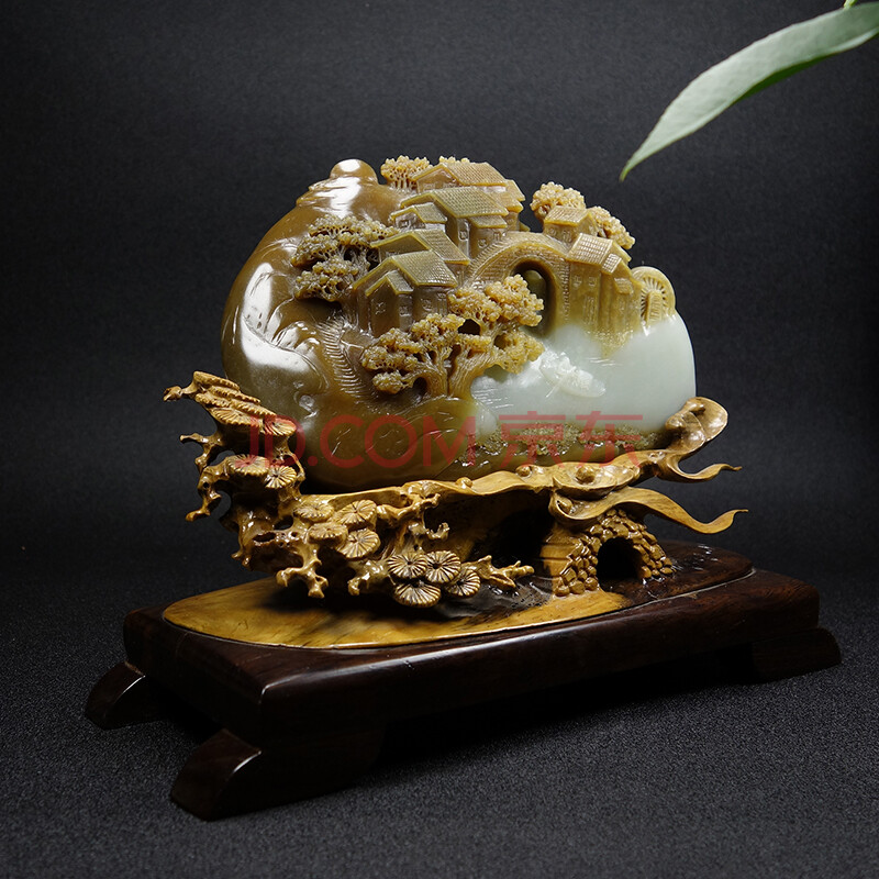 【实物已检】王朝安工作室出品和田玉糖白玉山水【锦绣河山】摆件839