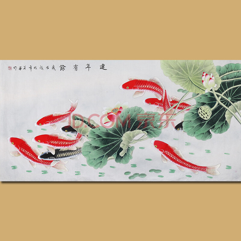 中国工笔画学会会员 著名工笔画家顾英华老师作品——连年有余