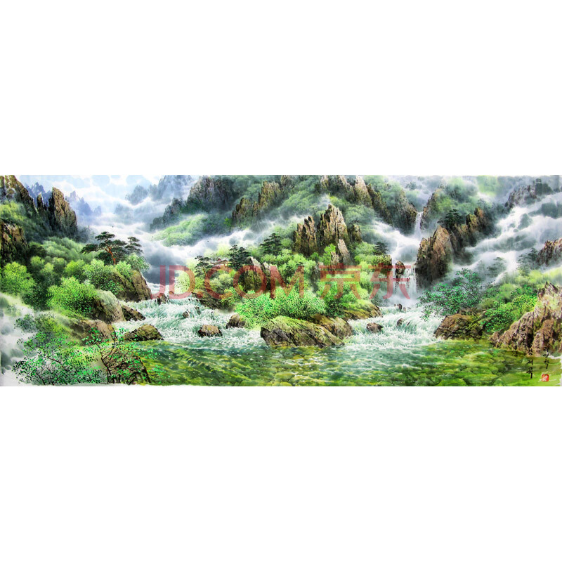 4米 朝鲜画 李英学 《第一名山金刚山》