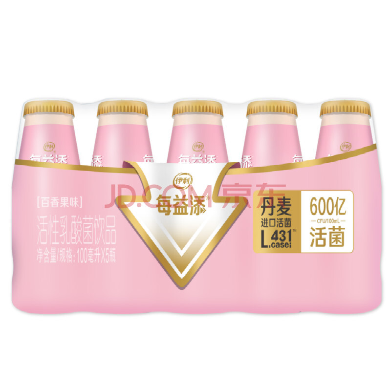 伊利每益添活性乳酸菌百香果味100ml5排
