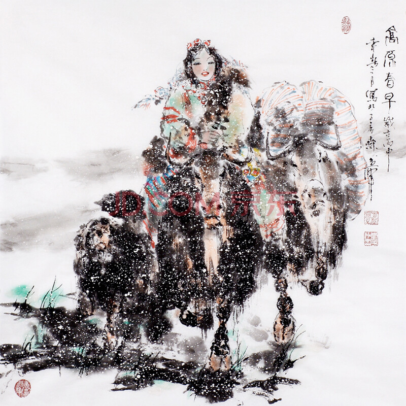《高原春早》李华中国当代著名人物画家
