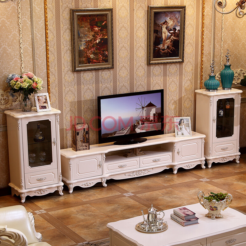 左蔓庄园 电视柜 欧式电视柜 实木电视柜 地柜 电视机柜 客厅电视柜