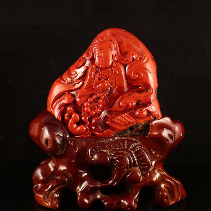 689克南红玛瑙精雕济世观音摆件【全榕珠宝】