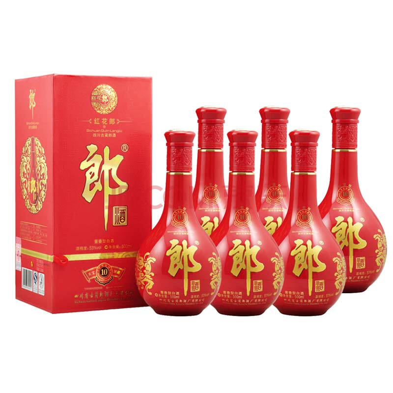 郎酒 年份老酒 53度 红花郎10 2015年 500ml*6瓶 白酒