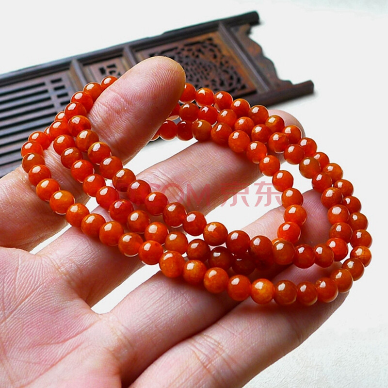 华云翡翠拍卖e-冰糯种红翡圆珠项链26.88克